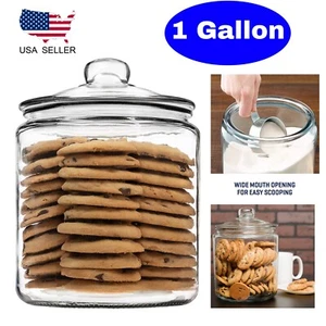 1 Gallon Glass Jar Cookie Candy Jar with Glass Lid Storage Container US Seller - Picture 1 of 12