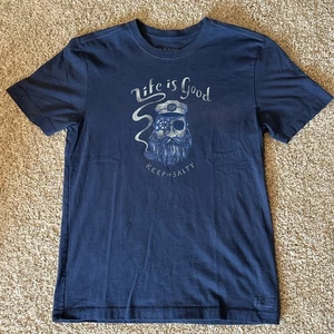Life Is Good ~ Keep It Salty Pirate Blau Kurzarm T-Shirt Herren S - Bild 1 von 6