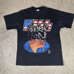Vintage Kiss Band T-Shirt “Alive World Tour 96” Faded Black Anvil Size XL 1996 - Picture 1 of 17