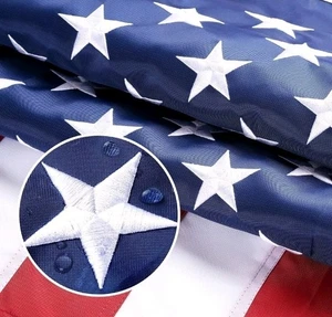 Bandiera americana 8'x12' FT USA US U.S. strisce cucite ricamate stelle occhiello ottone - Foto 1 di 2