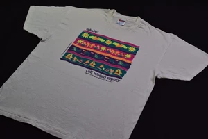 Vintage T-Shirt Hawaii Neon Grafik Print Art One World Family Destination 90s XL - Bild 1 von 9