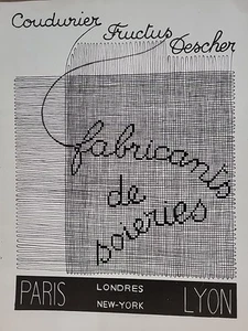 20er Jahre Coudurier Fructus Descher Fabricants de Soieries Art Deco Druck Werbung FRANZÖSISCH - Bild 1 von 2