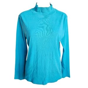 Pendleton Womens Turquoise Cotton Turtleneck Sz Med Layering Winter Jewel Tone - Picture 1 of 9