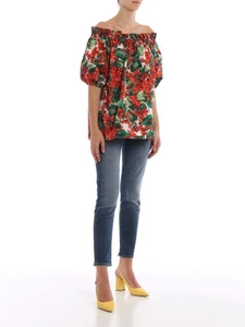 NEU DOLCE & GABBANA MEHRFARBIG GEBLÜMT KURZE ÄRMEL SCHULTERFREI PORTOFINO - Bild 1 von 8