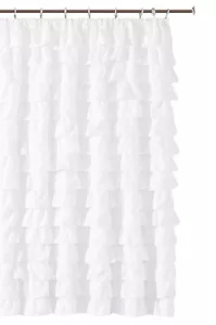 Waterfall Ruffle Fabric Shower curtain 72X72 COLOR WHITE - Picture 1 of 5