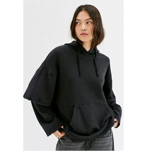 BDG Urban Outfitters Winnona Distressed Hoodie Sweatshirt Top Black S New 266373 - Picture 1 of 12