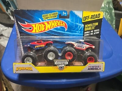 Camión Monster Jam Spider-Man VS Capitán América Demolición Dobles Hot Wheels Foto 1 de 2