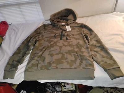 Men’s Calvin Klein Jeans Camouflage Pull Over Hoodie Large NWT — 第 1/4 张图片