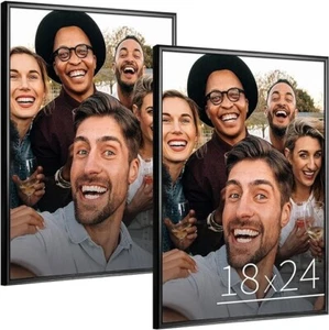 Anozie 18x24 Picture Frame Black, designer Picture Frames with HD Plexiglass - Picture 1 of 7