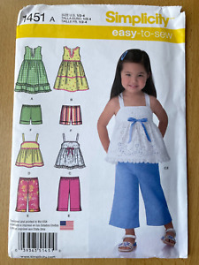 New Simplicity 7451 Sewing Pattern Toddler's Dresses,Top,Pants  Size 1/2-1-2-3-4