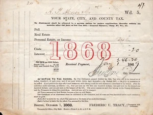 1868 Tax Bill - Boston, Massachusetts - Picture 1 of 1