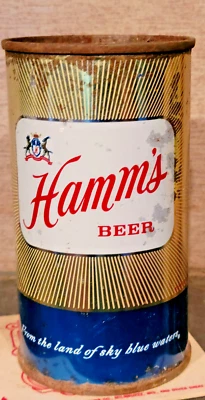 Hamm's 1958 tapa plana lata de cerveza St Paul Minnesota tapa de tocador azul 3,2 % hamms Foto 1 de 4