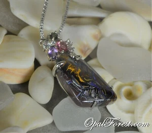 Big Solid Boulder Opal Pendant Australian Natural Gem Necklace Matrix Pattern - Picture 1 of 6