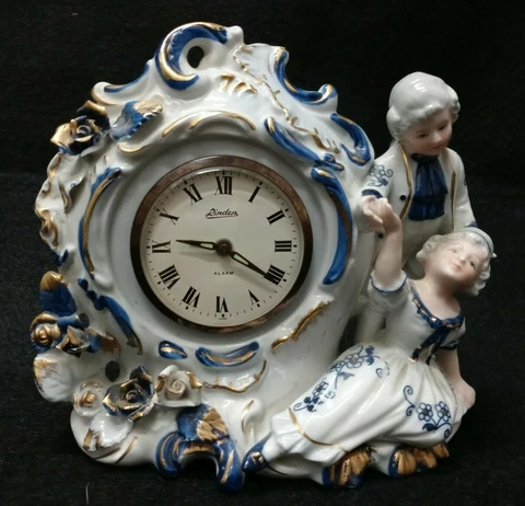 Vintage Linden Genuine Figural Porcelain China Alarm Clock Made in Japan Cover