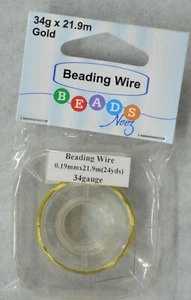Beads Neez Beading Wire, 34 Gauge (0.19mm) x 21.9m GOLD - Imagen 1 de 2