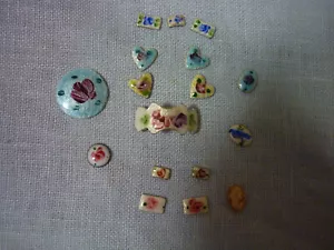 16 GUILLOCHE ENAMEL METAL PIECES-JEWELLERY INSERTS & ONE MINIATURE SHELL CAMEO - Picture 1 of 3