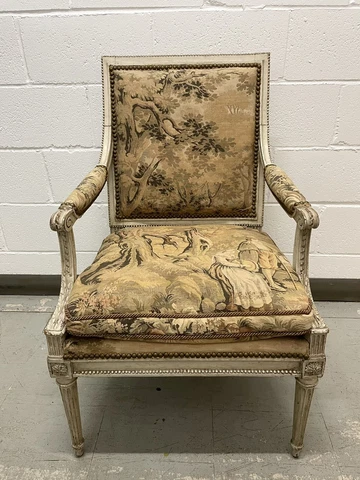 Late 18th Century Louis XVI Signed Nicolas-Denis Delaisement Painted Fauteuil Cover
