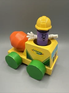 Camion giocattolo vintage Crayola Push Along Veicoli miscelatore cemento legno e figura - Foto 1 di 16