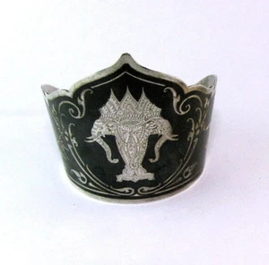 Siam Wide Cuff Bracelet Vintage Sterling Silver Siamese Elephants Dancer - Picture 1 of 7