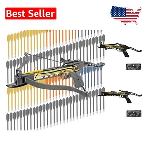 80 lb Self-Cocking Pistol Crossbow with Adjustable Sights & 120 Aluminum Arrows - Picture 1 of 11