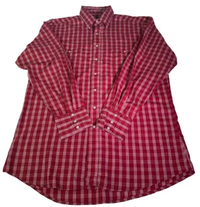 Wrangler Western Style Shirt Pearl Snap Buttons Vintage Red Long Sleeve Large - Picture 1 of 9
