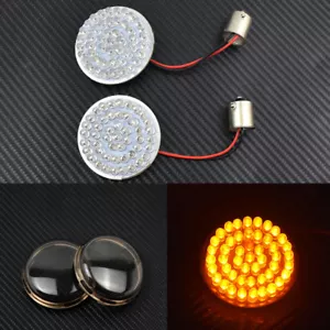 2'' Amber 1156 Bullet Turn Signal LED Light w/ Smoke Lens Cover Fit For Harley - Foto 1 di 8