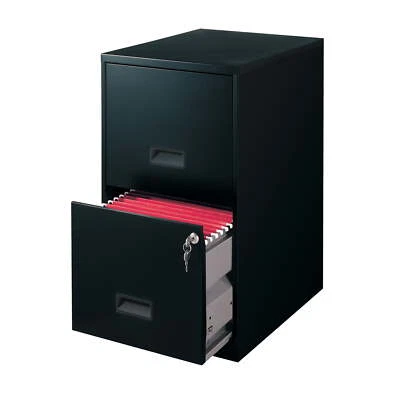 UN BRAND 18" Deep 2 Drawer Letter Width Vertical File Cabinet, Black