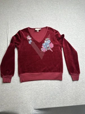 Suéter Floral Terciopelo Granate Fredericks Of Hollywood Años 70 De Colección 7/S Foto 1 de 4