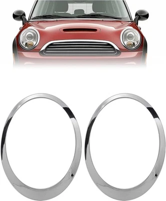  Anillo de ajuste de bisel de faros compatible con mini par plateado 2007-2015 Foto 1 de 4