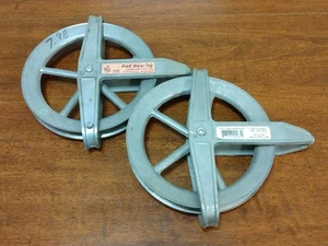 2 VINTAGE ALUMINUM 6 1/2" CLOTHESLINE PULLEY FOR OUTSIDE Westfield N.B. - Picture 1 of 12