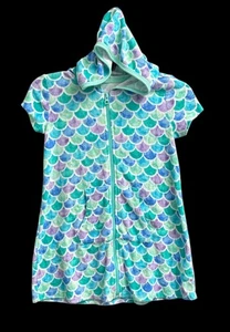 Wonder Nation Girls Terry Cloth Swimsuit Cover Up sz:M (7-8)Mermaid Hooded ZIP 1 - Picture 1 of 5