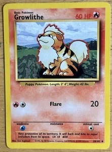 Pokemon GROWLITHE - 28/102 - Conjunto Base - Poco Común - Edición Ilimitada - Imagen 1 de 2