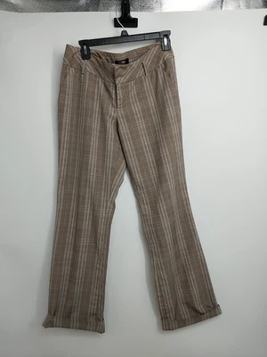 Pantalones de vestir Mossimo Bootcut para mujer 6 marrón beige amarillo a cuadros elásticos Foto 1 de 4