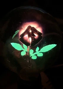 Vintage Neon Electric Light Bulb Orange Flowers Filaments & Glowing Green Leaves - Picture 1 of 20