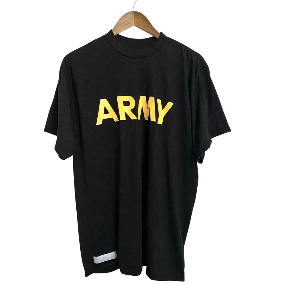 Camiseta de fitness físico militar militar del ejército para hombre L negra dorada manga corta cuello redondo Foto 1 de 4