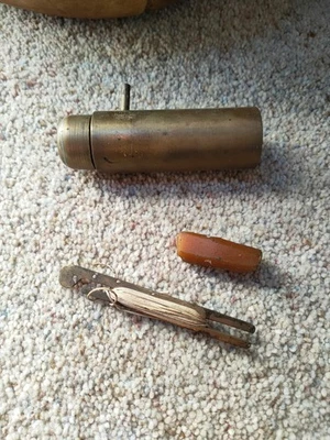 Unusual Antique BRASS Ruler rope  Measuring Gauge In Brass Tube With Wax - Image 1 of 4