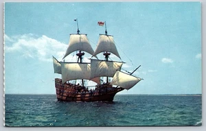 Mayflower II Ship at Plymouth Plantation Vintage Postcard 1957 - Picture 1 of 2