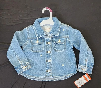 Chaqueta de mezclilla cosida margarita Cat & Jack niñas 3T talla 3 niño pequeño niño largo Sv Foto 1 de 4
