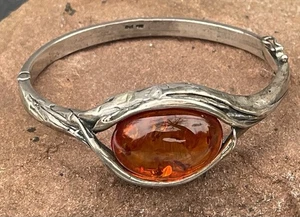 Brazalete vintage PERLI 925 plata con ámbar (S 6838) - Imagen 1 de 4