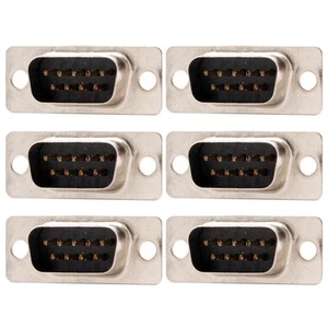 6 Pcs DB9 9 Pin RS232 Serial Port Male Connector Cup Solder Socket Assembly Gold - Picture 1 of 5