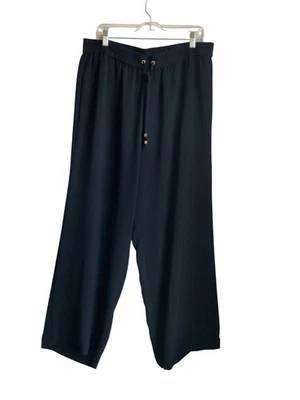 Michael Kors Women XL Black Wide-Leg PullOn Lounge Pants lightweight Minimalist - Image 1 of 4