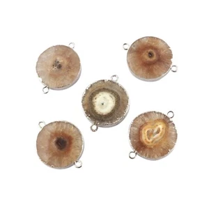 Unique Natural Solar Quartz Gemstone Brass DIY Connector - Picture 1 of 4