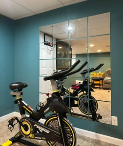 Full Length Mirrors Wall Mounted, 12"x12Pcs Home Gym Wall Mirror Tiles Frameless - Picture 1 of 6