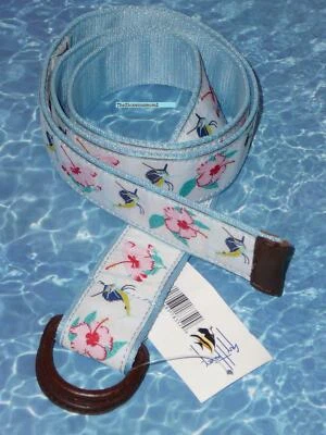 Guy Harvey Pez Vela Hibisco Floral Lona Mujer Cinturón Talla S M Nuevo Foto 1 de 4