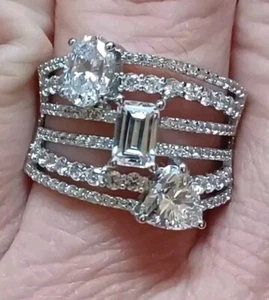 NEW! JTV Charles Winston Size 8 CZ Cubic Zirconia Bella Luce 925 Silver Ring - Picture 1 of 2