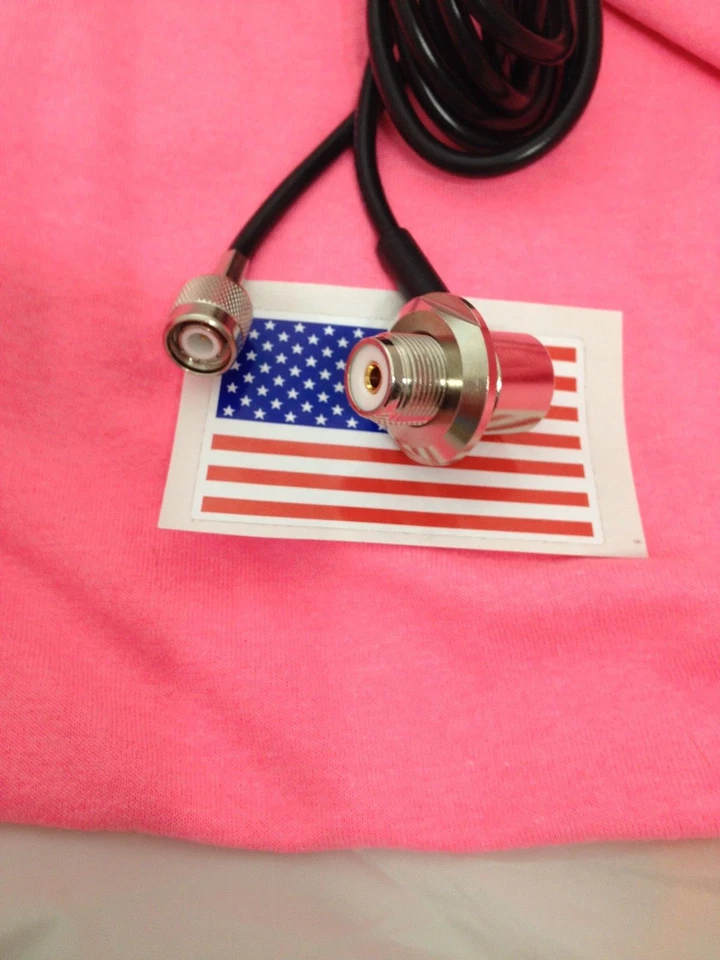 UHF VHF TNC Male to SO239 bulkhead 90° radio Mobile Antenna mount RG58 14FT - Image 1 of 1