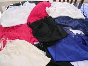 #GG ESTATE 20 pc Vintage Silky Nylon Lacey Lingerie Slip mix LOT size S-M-L - Picture 1 of 19
