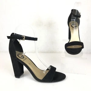 G by Guess Women's Size 6M Black Open Toe Block Heel Ankle Strap Sandals - Imagen 1 de 12