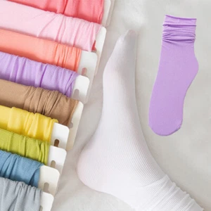 Summer Womens Socks Solid Socks Long Socks Breathable Thin Socks Hosiery Socks , - Picture 1 of 23