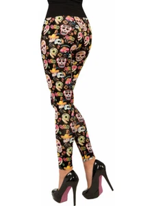 Womens Sexy Day Of The Dead Skeleton Skull Leggings Costume Accessory - Picture 1 of 1